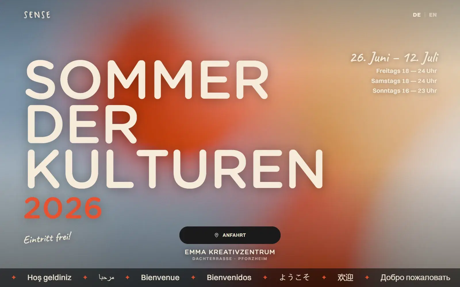 Startseite des Festivals Sommer der Kulturen 2026